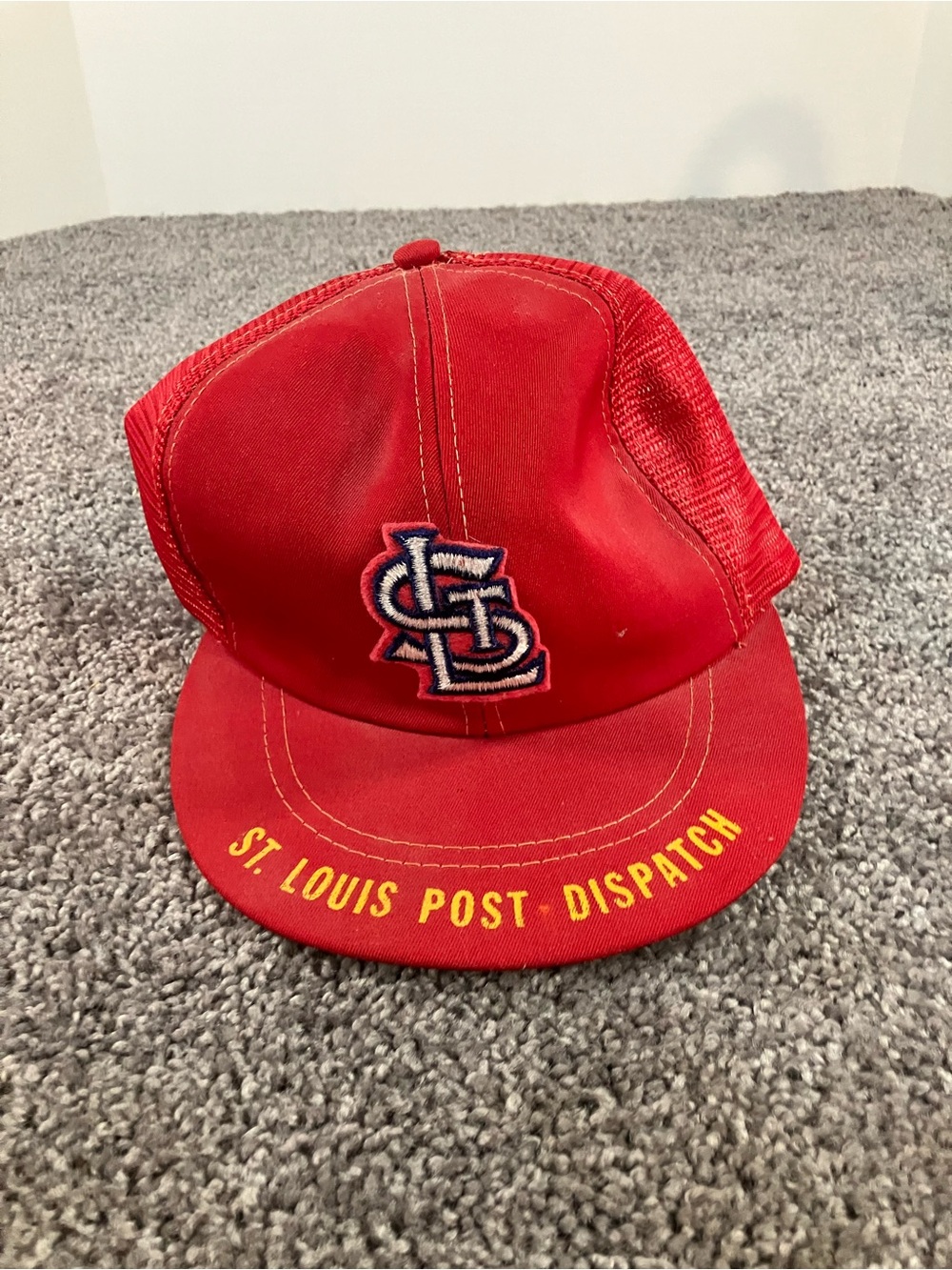 Vintage St Louis Cardinals MLB Cap Hat Snapback Red Rare Post Dispatch Trucker